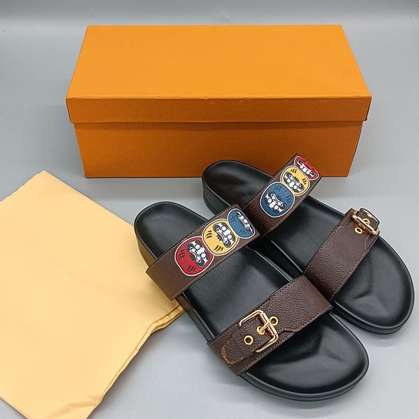 

designer women sandals brand sandals classic slippers real leather slides platform flats shoes flip flop sneakers with dustbag by newshoe, Black