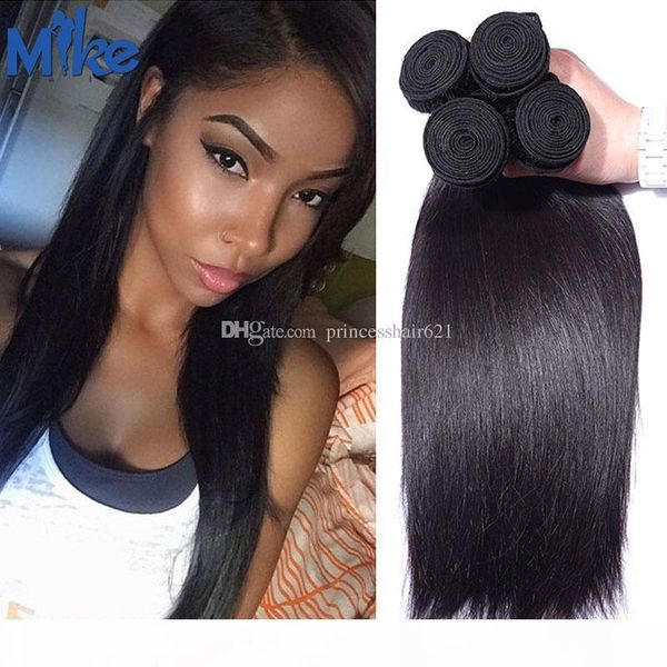 

mikehair wholesale brazilian malaysian peruvian straight human hair most popular princess hair products raw indian human hair weave 4 pieces, Black