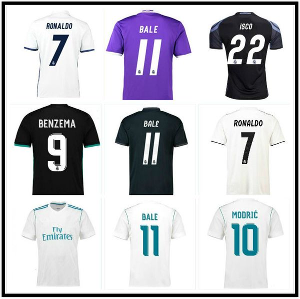 

retro classic 2016 2017 2018 2019 real madrid soccer jersey benzema modric ronaldo bale sergio ramos kroos home away 17/18/19 football shirt, Black;yellow