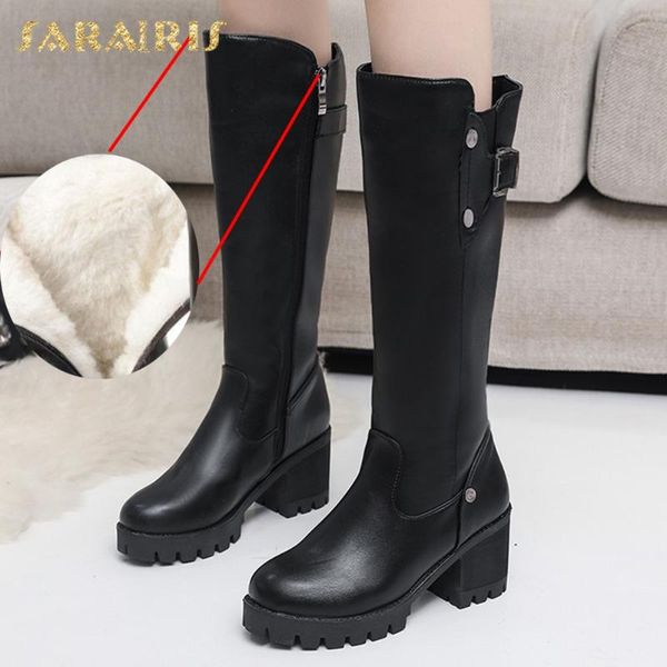 

sarairis 2020 new design platform skidproof comfy warm snow boots woman shoes buckle decoration plush winter shoes ladies boot, Black