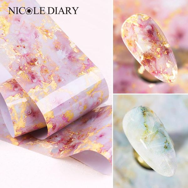 

stickers & decals 125x4cm nail foils marble series pink blue paper art transfer sticker slide nails accessories, Black