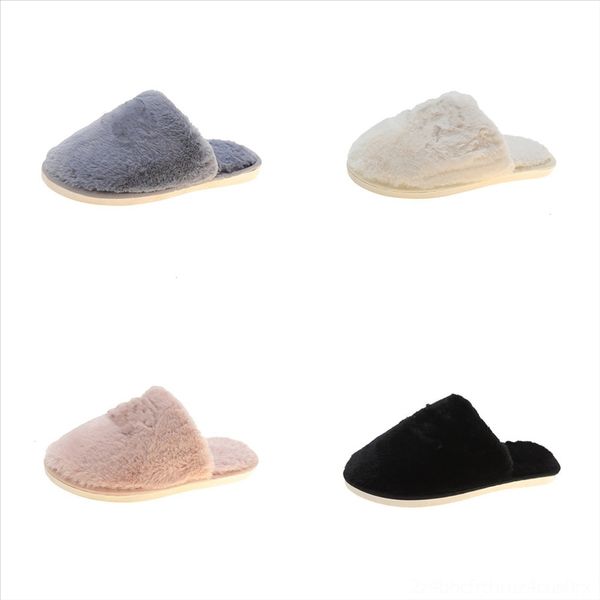 

vhjpn new comfortable plush trp slippers plush slipper female female flat home winter warm crossing slippers women plush, Black