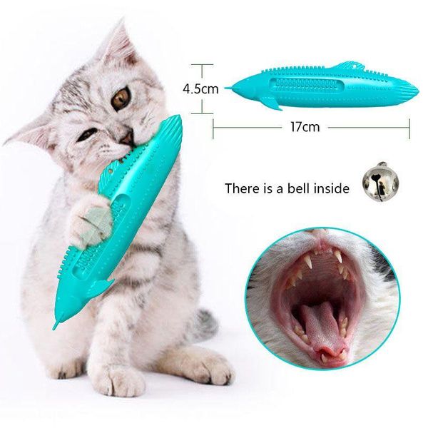 

Cat Fish Shape Chewing Toy Catnip Pet Self-Cleaning Toothbrush Brush Bad Breath Tartar Teeth Tool Dog Cats Cleaning Supplies