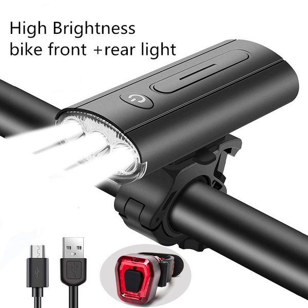 

bike lights 1 set high brightness light waterproof usb rechargeable led mtb bicycle lamp front headlight accessories