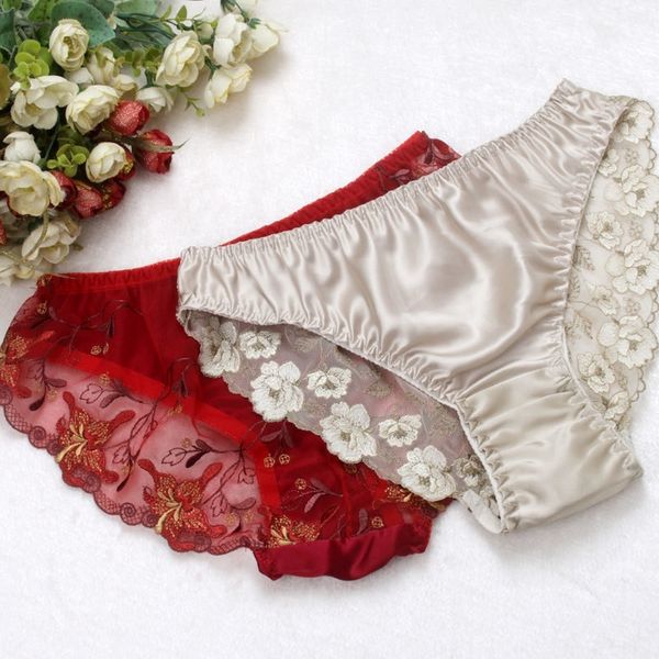 

silk women panties 100% natural silk lace beriefs seamless underwear lingerie calcinha briefs underwear culotte y200425, Black;pink