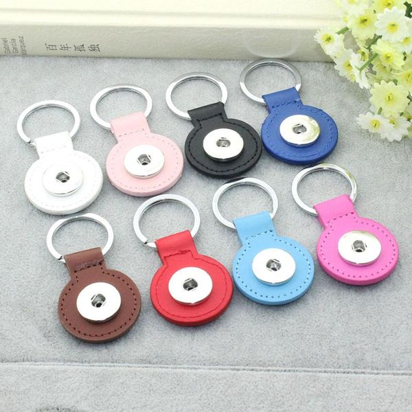 

10pcs/lot new snap jewelry pu leather keychains fit 18mm 20mm snap buttons diy snap keyring for women keychain q sqcfcl, Silver