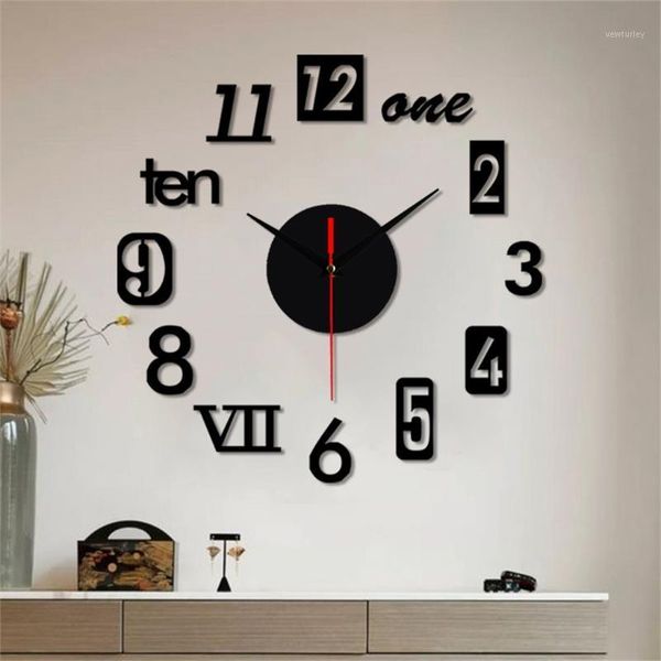 

wall clocks diy 3d mirror clock 1pc morden surface sticker home office decor for kids rooms m#211