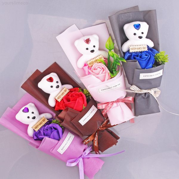 

great portable soap flower bear rose bag gift for single person lover families