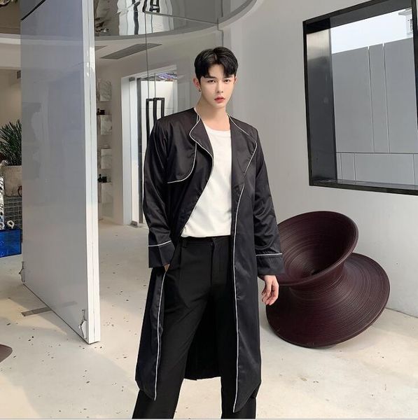 

mens trench coats man mid-length coat men clothes loose overcoat long sleeve 2020 spring autumn all-match new designer black1, Tan;black