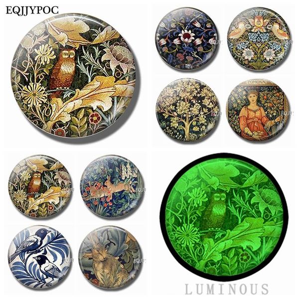 

william morris art animals rabbit bird flower tiger 30 mm fridge magnets glass luminous refrigerator magnet glowing at night wmtfjv