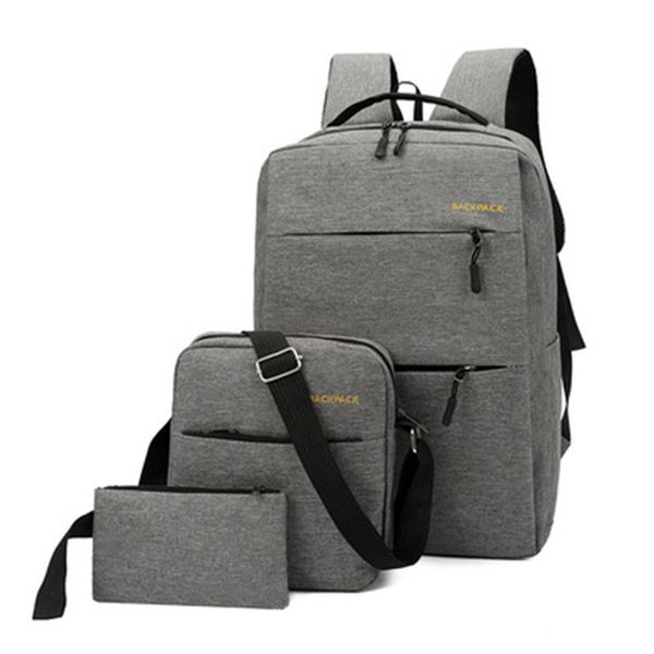 

3pcs/set usb charging large capacity oxford backpack 17-inch lapbags men business travel casual school bag rucksack j0001