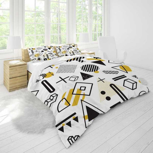 

cute bedding set geometry duvet cover full size comforter pillows luxury designer custom digital printing fashion home textile