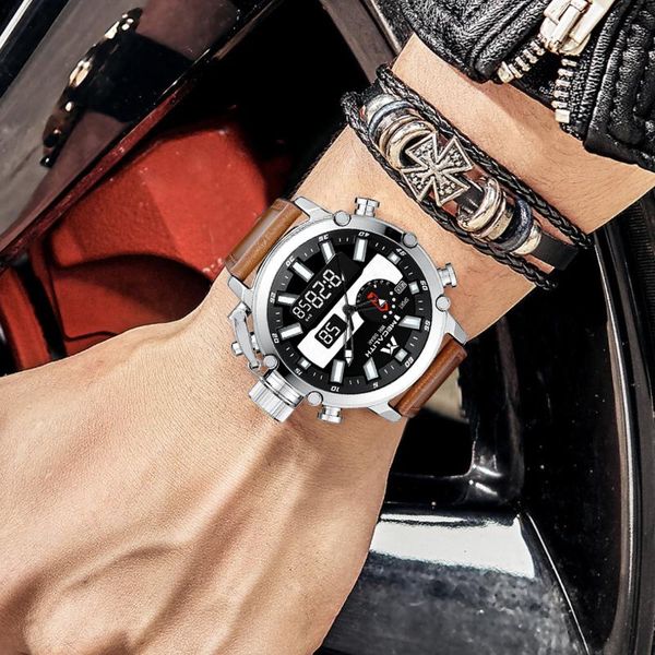 

megalith 2020 мужские спортивные часы военные цифровые генты часы хронографа водонепроницаемые светящиеся наручные часы для мужчины мальчики, Silver