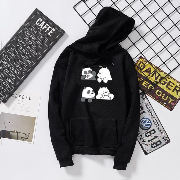 

women's hoodies & sweatshirts printed hoodie sweatshirt loose fashion clothes ladies plus velvet couple large size tide brand student f, Black
