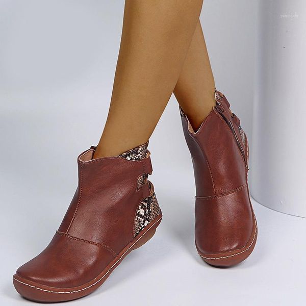 

fashion short boots zippers leopard shoes women's comfort shoes fashion snake print laces boots ankle pu basic wild1, Black