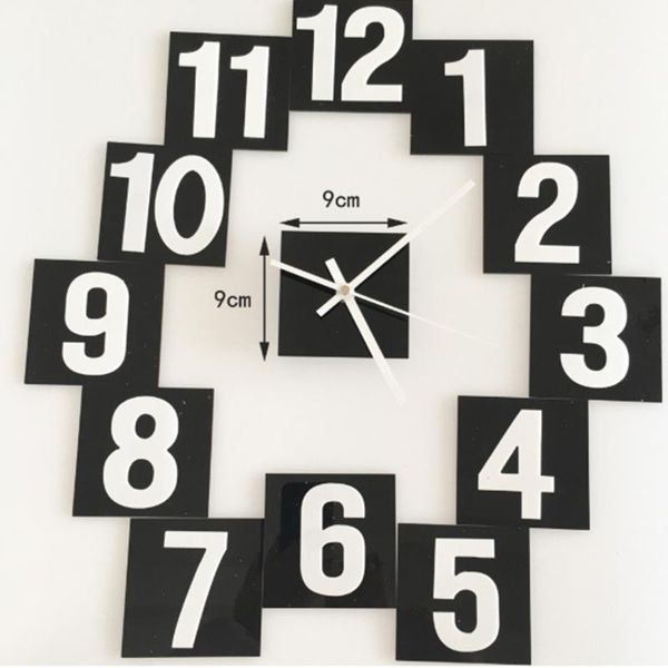 

creative wall sticker clock digital block combination fashion wall sticker diy removable clock home decoration plaster