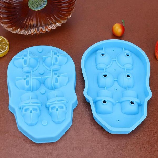 

skull ice tray 3d 6 grids whiskey ice cube sile quick-frozen mold nonstick-pan boxs for kitchen tools bbyutw