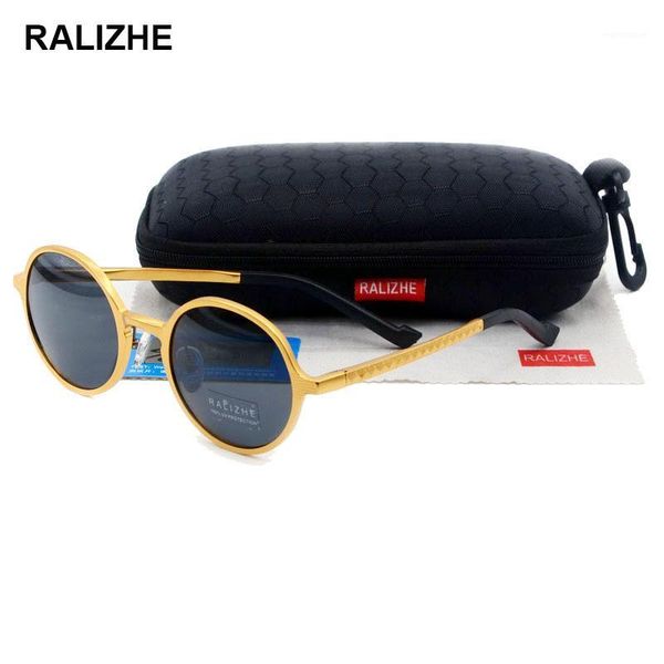 

RALIZHE Aluminum Magnesium Aviation Alloy Round Polarized Sunglasses Mens Womens Sun Glasses UV400 Protection TAC Lens Driver1, White;black