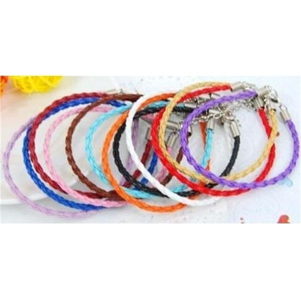 

clasp 500pcs braided mix lobster pu leather clip link chain bracelet fit beads charm friendship bracelets for women men gift 16cm