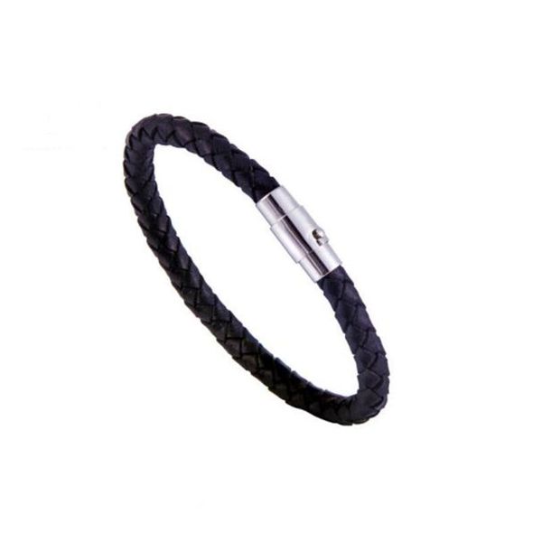 

charm bracelets 100% genuine leather bracelet men stainless steel magnetic clasp handmade bangles braided wholesale, Golden;silver