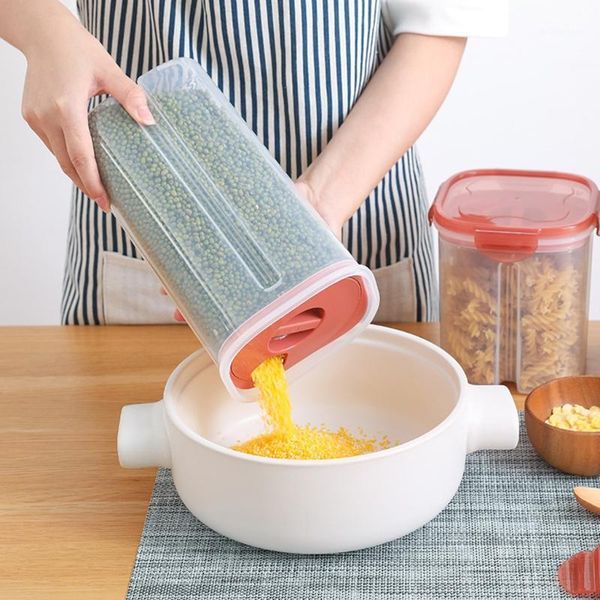 

storage bottles & jars transparent plastic oatmeal grain dry box separated sealed cereal dispenser kitchen organizer container z61