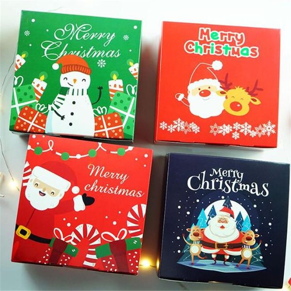 

gift wrap 10pcs christmas gifts box sweets packaging cookie paper boxes santa claus decoration wrapping candy for kids party wedding