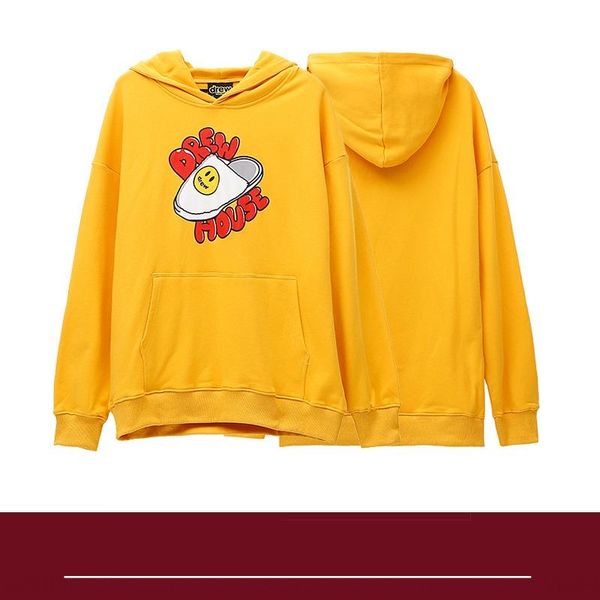 

qrz6d high street drew slippers smiley face letter cartoon printed yellow slipper hoodie loose long sleeve hoodie cool