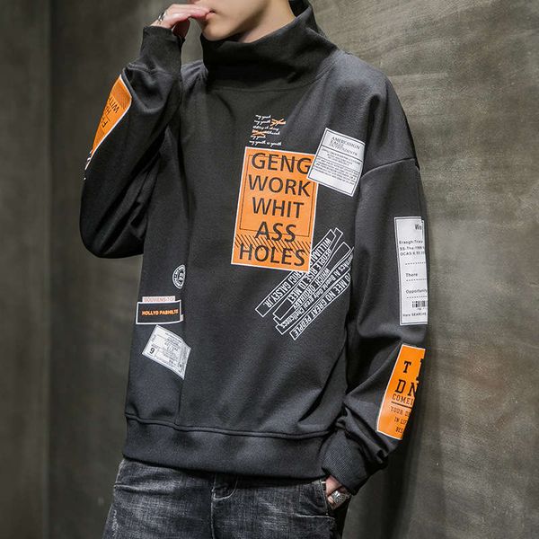 

new high collar men's sweater in autumn 2020, Gray