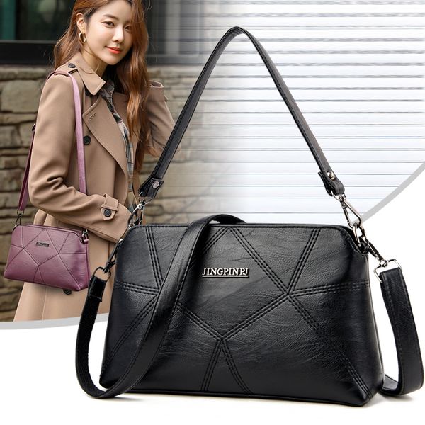 

geometric pattern women small messenger bag solid color soft leather shoulder handbags female shopping elegant subaxillary purse c0125