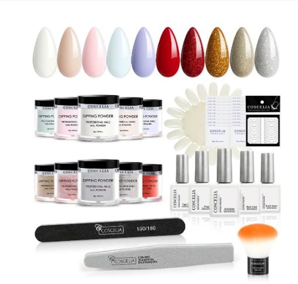 Prego Glitter DIP em pó de starter kit de 4/10 cores para arte manicure conjunto essencial sem necessidade de lâmpada UV mergulhando
