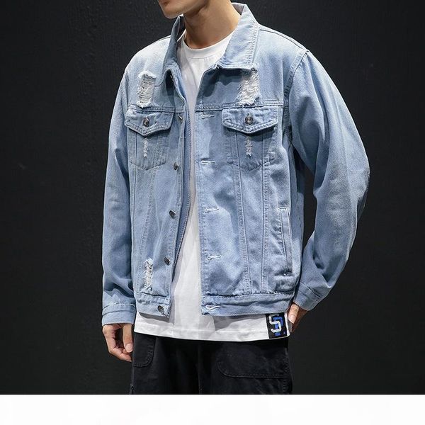 

hmxo 2020 new fashion men's frayed design denim jacket retro style jeans jacket casual street wear spring male clothes large 5xl, Black;brown