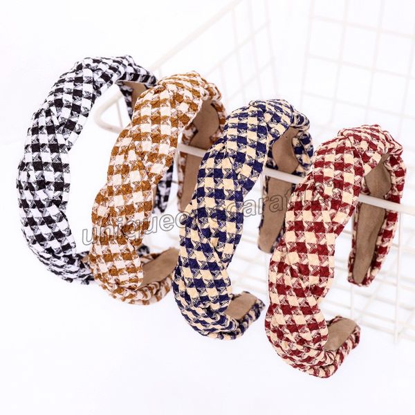 

vintage plaid wave headbands braided bezel hairband women turban headband girls hoop clips hair accessories opaska do wlosow diademas, Silver