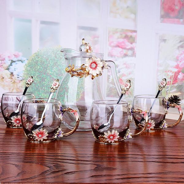 

креативная эмаль цветная водяная чашка колба набор из высококачественной ароматной чашки чашки холодный чайник утолщенный термостабильный ст