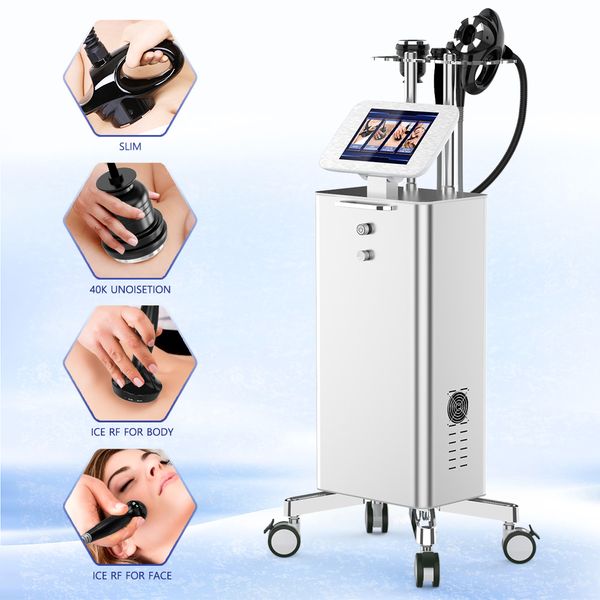 

new upgraded vertical 4 in 1 cavitation 40k vacuum cellilute slimming machine ice rf skin tightening body shaping beauty equipment