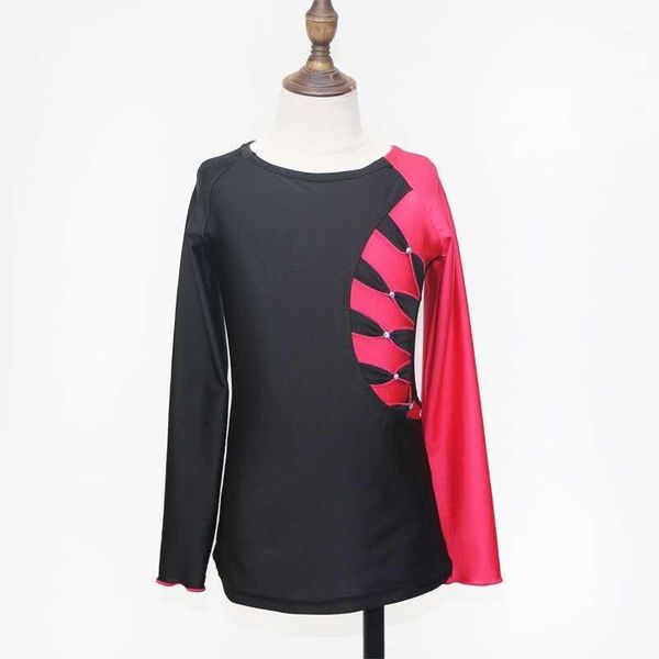 

stage wear dvwvb figure skating training shildrens jacket1, Black;red