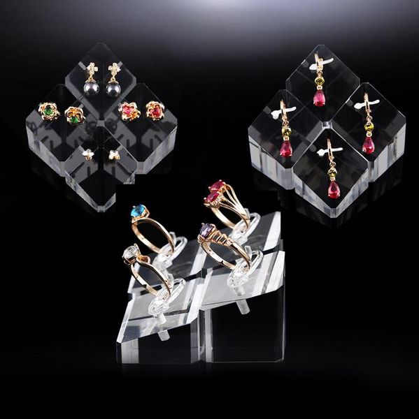 

rhobic 3sets / lot акриловые кольца стенд серьги держатель подвеска организатор серьги дисплей чехол ювелирные изделия показывают стойку 4 ш, Pink;blue