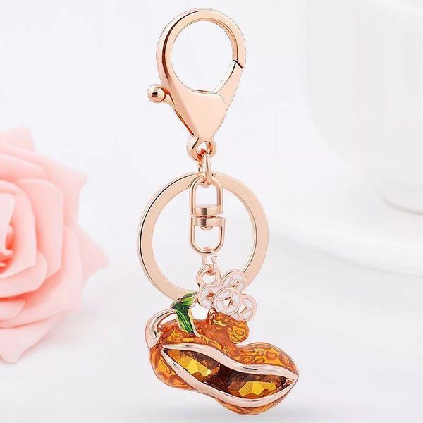

new chinese style classic lucky peanut key ring festive peanut alloy car keychain girls bags accessories key chain1, Silver