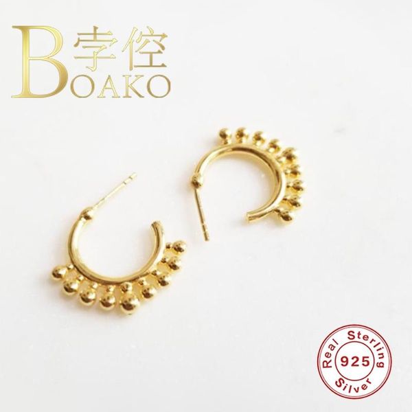 

boako simple gold earrings for women 925 silver earrings 2020 fashionable stud fine jewelry zircon pendientes brincos, Golden;silver