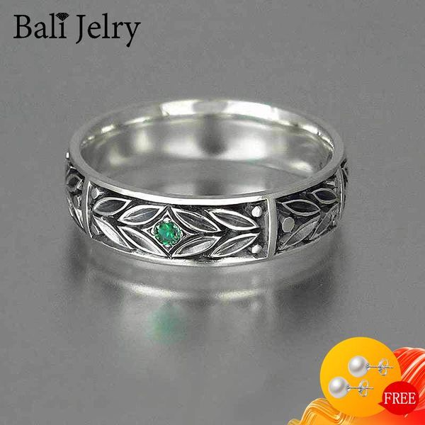 

cluster rings bali jelry retro 925 silver women men ring jewelry with emerald gemstone accessories for wedding engagement drop, Golden;silver