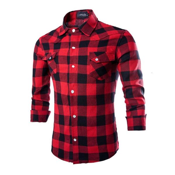 

men's casual shirts classic plaided print -2xl fashion full sleeve western young boys slim fit with pockets, White;black