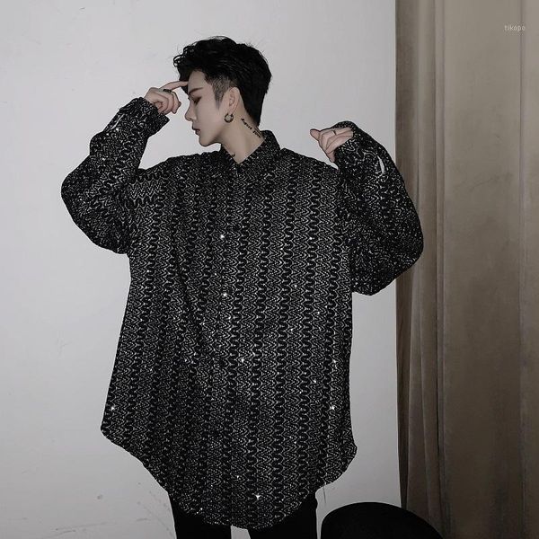 

men white jacquard lace long sleeve casual loose shirts male vintage fashion dress shirts stage clothing1, White;black