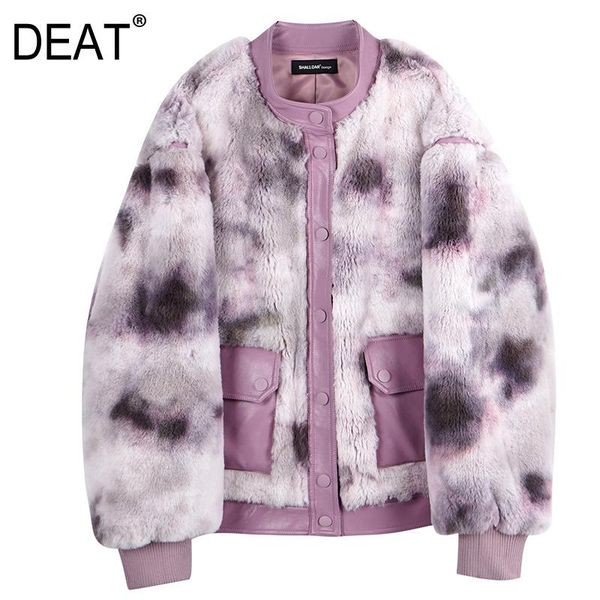 

deat] 2020 winter new fashion tide thickening keep warm single-breasted round neck long sleeve faux fur women coat 13a549, Black
