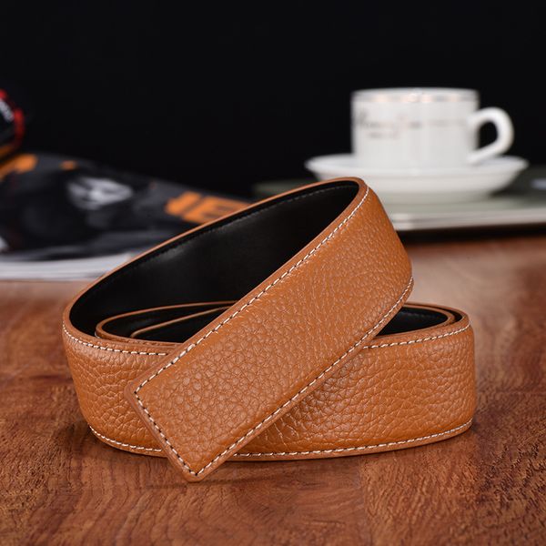 

black men mens leather belt fashion business belts women big gold buckle womens classic casual ceinture with orange box, Black;brown