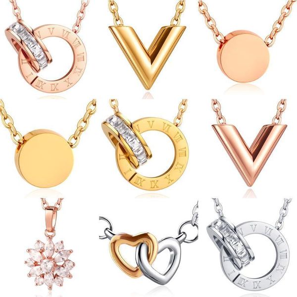 

x&p tiny rose gold gold silver color necklace for women arrow round cake love roman numeral crystal pendant necklace jewelry1