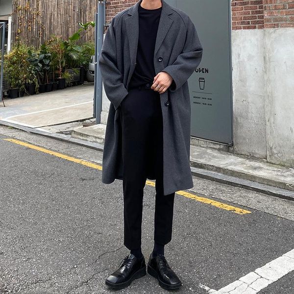 

korean version of autumn / winter 2020 medium length british students' woolen coat coat jacket f80781, Black