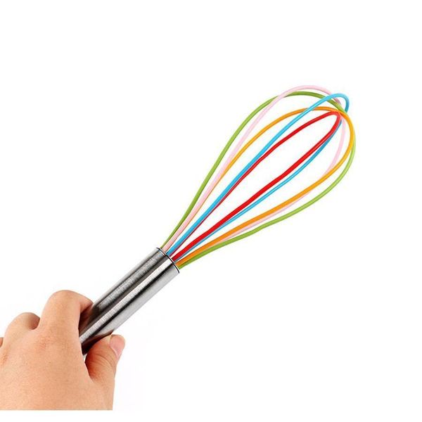 

10 inch wire whisk stirrer mixer egg beater color sile egg whisk stainless steel handle household jllixd dayupshop