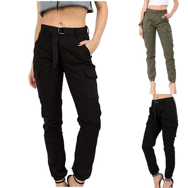 

women's pants & capris womens cargo casual high waist harem tactical trousers multi pockets joggers streetwear solid plus size, Black;white