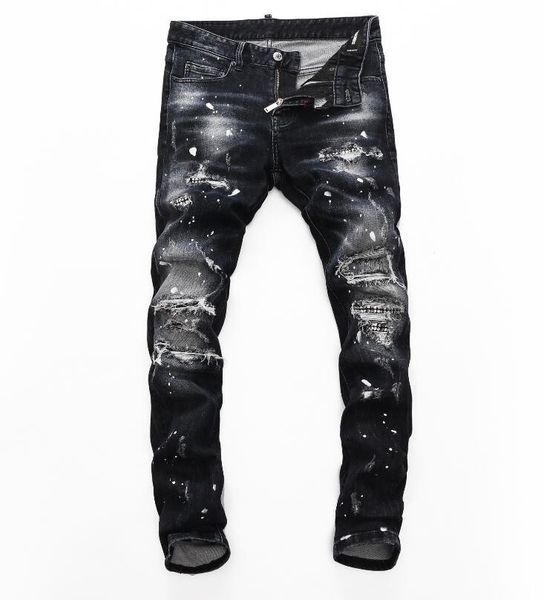 

2021 mens designer jeans distressed ripped biker slim fit motorcycle biker denim for men s fashion mans black pants 20ss pour hommes, Blue