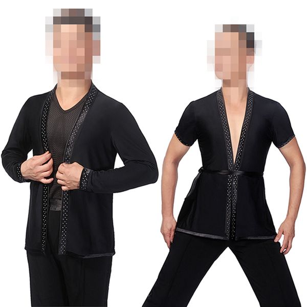 

rhinestone dancing for male latin dance menswear black coat ballroom dance competition shirts tango/waltz/salsa bi816, Black;red