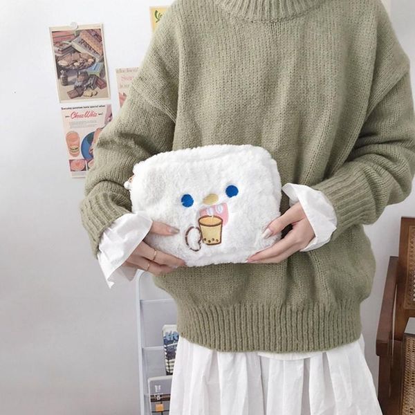 

korea bear dog women cosmetic bag japanese cute bear pencil pen makeup storage organizer bag pouch for student girls 20*16cm